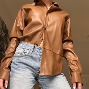 Zara Brown Leather Shirt